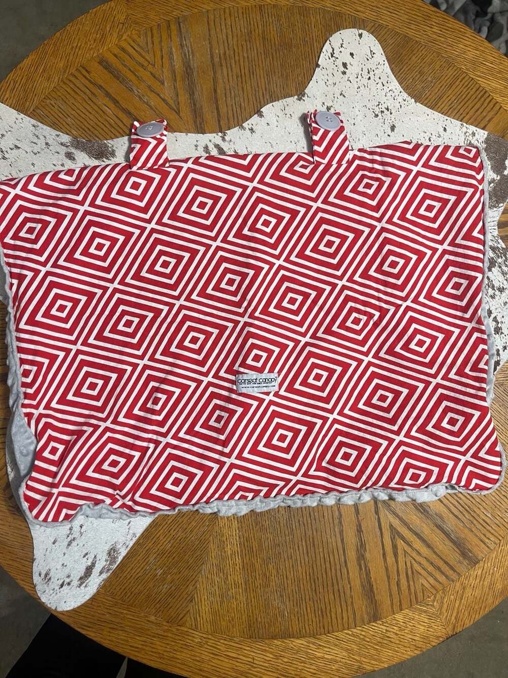 Carseat Canopy Jayden Red White Geometric Print Minky Cover